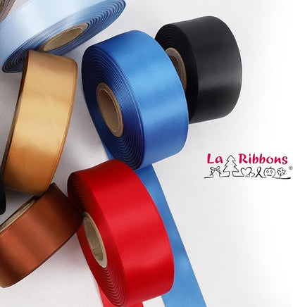 LaRibbons 1 1/2 Inch 50 Yard Double Faced Satin Ribbon,White Satin Craft Fabric Ribbon for Gift Wrapping Floral Bouquets Wedding Party Decoration