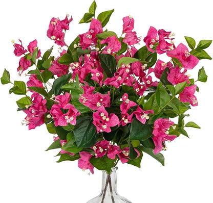 Hollyone 2Pcs Bougainvillea Artificial Flowers Bouquets Rose Red Fake Flower Silk Flowers with Long Stem Floral Arrangements Faux Bougainvillea Plant for DIY Wedding Party Centerpieces Home Decor