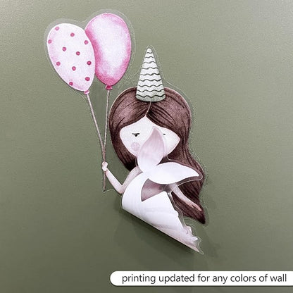 YouRfocus Mermaid Wall Decals | 24 PCS Boho Mermaid Stickers for Girls' Rooms, Playrooms, and Nurseries | Dual Layer Print for High Coverage | Removable Peel and Stick Wall Decor (Pink) | 6 Sheets