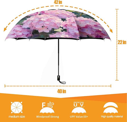 Small Compact Travel Automatic Folding Umbrella for Women, Portable Lightweight, Rain, Wind, UV Sun Shade