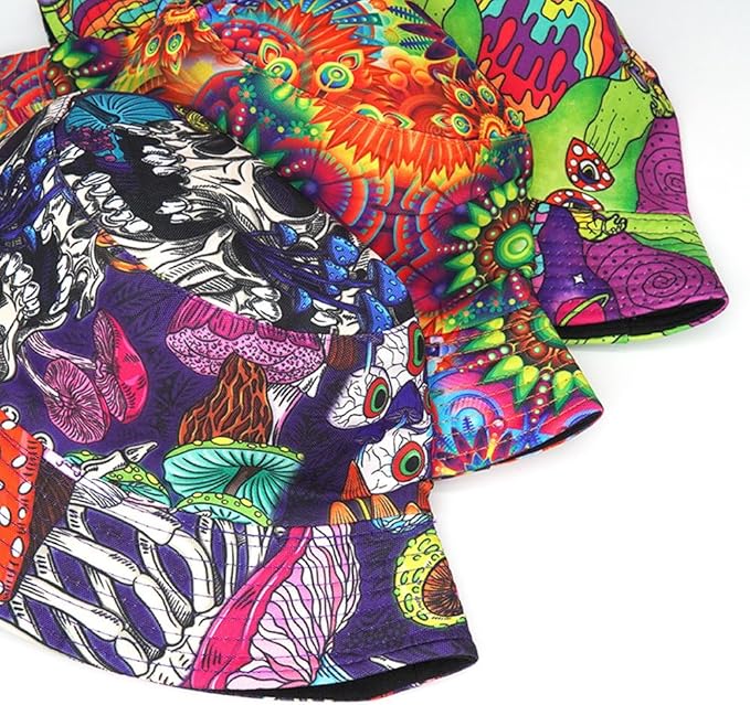 Quanhaigou Bucket Hat for Men Women,Packable Reversible Printed Sun Hats,Fisherman Outdoor Summer Travel Hiking Beach Caps