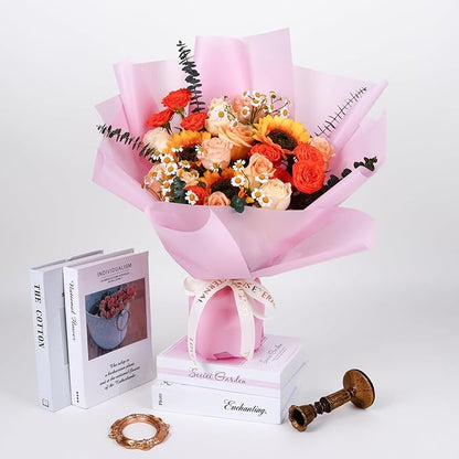 NESCCI 20 Sheet Pink Floral Bouquet Wrapping Paper - Waterproof, 22.8x22.8 inches, Perfect for Birthdays, Weddings, Anniversaries & More