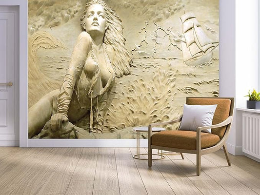 Cliouar-Wall Mural Wallpaper for Bedroom Living Room - 3D Decoration Sculpture Art 155" x 103" (Not Self-Adhesive)
