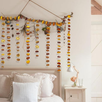 Dried Flowers Garland Real Daisy Sunflower Garlands 8.7ft 63Pcs Bulk Natural Dried Flowers Heads Gerbera Daisies Dry Flower Arrangement for Wedding Boho Decor Home Party Wall Hanging Decoration
