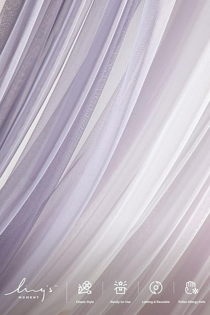 Ling's Moment Wedding Arch Draping Fabric 3 Panels 20Ft Chiffon Fabric,Sheer Draping Fabic for Wedding Arrangement Ceremony Reception Backdrop Party Swag Home Decor (Sage Purple & Provence)