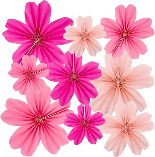 9 Piece Set Paper Flowers Decorations for Wall,3 Sizes 8-14 inch Flower Decor Flower Wall Giant Flowers for Decoration,Classroom Decor