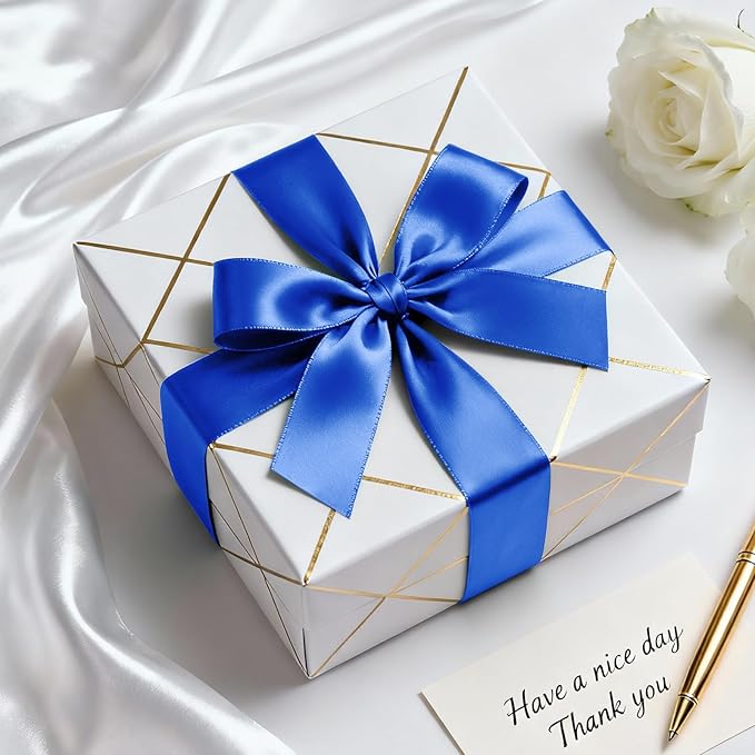 1-1/2" x 50 Yards Satin Ribbon - Roya Blue Silk Ribbon with Spool - Ideal for Gift Wrapping, Floral Bouquets, Crafts, Wedding Party Decorations, Christmas and Sewing Projects