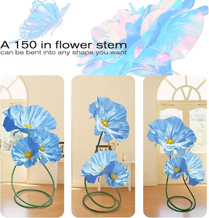 Wedding Reception Decor Giant Artificial Flowers - Large Flower Realistic Paper Flowers for Wedding Ceremony Arch Party Garden Home Decor Indoor Decorations 3 Pack (Blue)