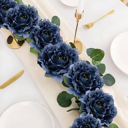 20pcs 5" Artificial Flower Peonies, Silk Peonies with 6" Stems, Flowers Suitable for Wedding Bouquets, Home Party Decoration (Navy Blue)
