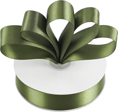 MEEDEE Moss Green Ribbon 1 Inch Moss Green Satin Ribbon Lux Double Faced Ribbons by 50 Yards Polyester Green Wrapping Ribbons for Crafts, Weddings, Flower Bouquet, Holiday Decorating