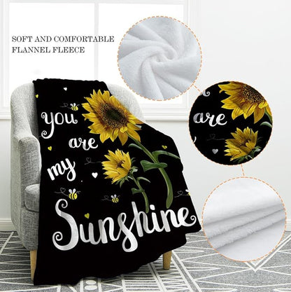 Jekeno Sunflower Gifts Blanket for Women Girls, Sunflowers Throw Gifts for Sunflower Lovers Adult Kids, You are My Sunshine Gift Blanket for Home Bed Couch