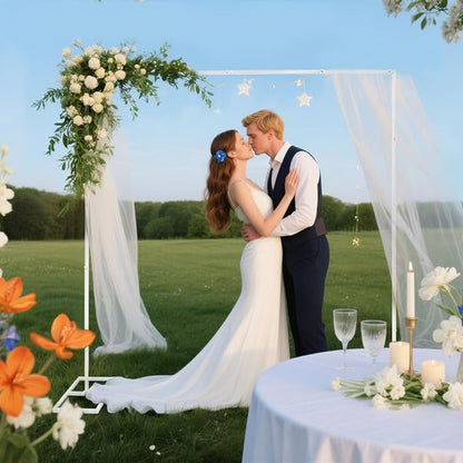 6.6FT White Metal Wedding Arches for Ceremony Square Balloon Arch Stand Rectangular Backdrop Stand for Anniversary Birthday Party Bridal Shower Home Indoor Outdoor Decoration