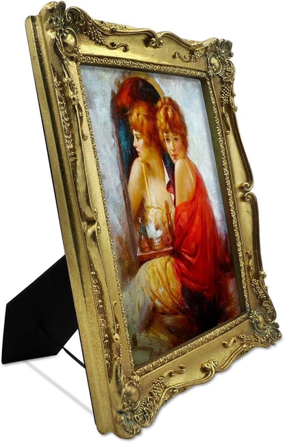 SIMON'S SHOP Gold Picture Frames 8x10 for Wall and Tabletop Vertical or Horizontal Display, Vintage Photo Frame with Glass Cover, Baroque Style Home Decor