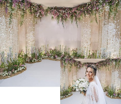 7x5ft Wedding Flowers Backdrop for Photoshoot Cradle Ceremony Proposal Background for Photography Romance Outdoos Ceremony Party Banner Bridal Shower Anniversary Birthday Props