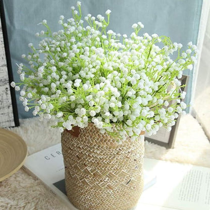 PASYOU Artificial Baby Breath Flowers Plastic Fake Gypsophila for Indoor Outdoor Wedding Bridal Bouquet Home Garden Party DIY Wreath Table Arrangement Decoration Pot Planter Filler White 4 pcs