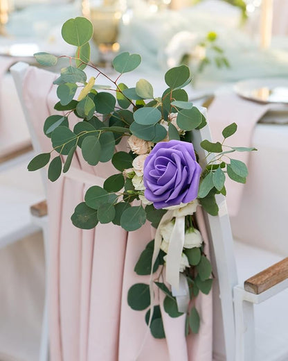 JOYLEX Artificial Flowers Realistic Roses, Real Looking Fake Roses with Stem for DIY Wedding Bouquets Centerpieces Bridal Shower Party Home Romantic Decorations (Purple, Regular 3" - 200pcs)