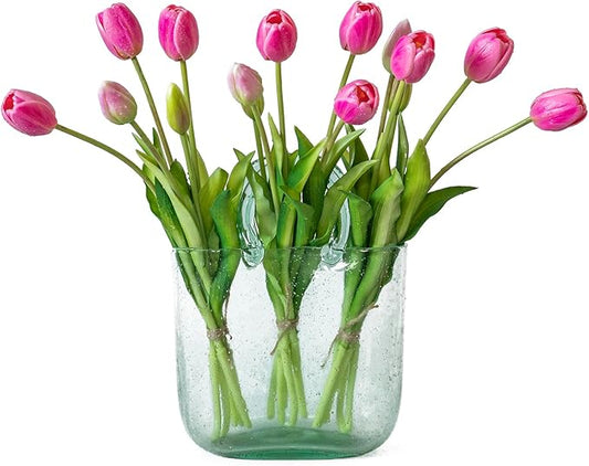 15pcs Artificial Tulips Flowers, Real Touch Latex Bouquet, Fake Tulips for Office Wedding Party Home Kitchen Garden Decoration-B Peachblow