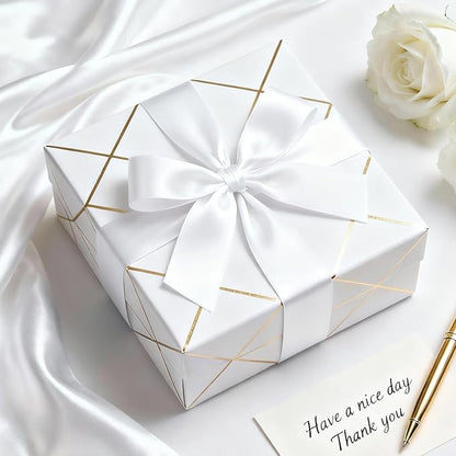 1-1/2" x 50 Yards Satin Ribbon - White Silk Ribbon with Spool - Ideal for Gift Wrapping, Floral Bouquets, Crafts, Wedding Party Decorations, Christmas and Sewing Projects