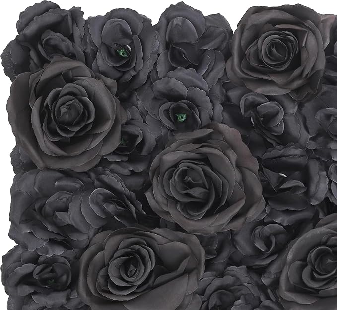 12PCS Artificial Flowers Decoration, Flower Wall Panels, Black Flowers Wall, Stage Background Artificial Flowers Decoration, Silk Rose Flower Panels, Use for Party, Anniversary