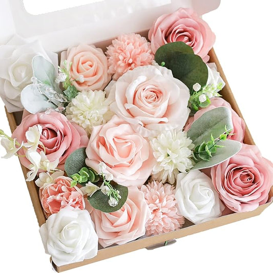 Lookein Artificial Flowers for DIY Wedding Decoration Bridal Bouquet Table Centerpieces Flower Garland Wreaths Aisle Arch Flower Decoration Home Decor, Dreamy Blush