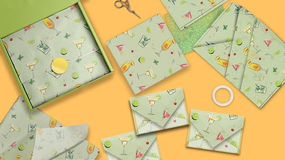 Pro Supply Global Cocktails Printed Tissue Paper for Gift Bags or Boxes and Wrapping - Bulk Decorative Art Tissue Paper for Packaging and Gifting | 24 Sheets 20" x 30"