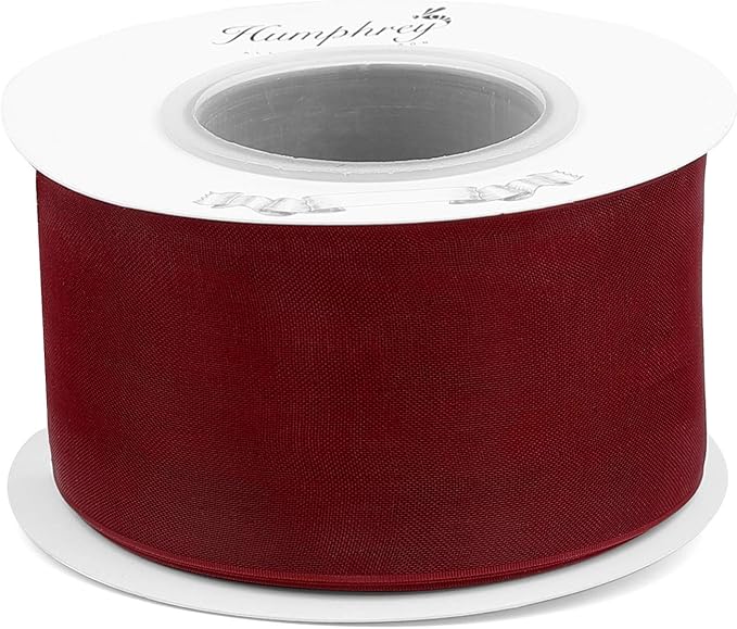 Humphrey's Craft 1-1/2 Inch Red Shimmer Sheer Organza Ribbon - 25 Yards for Crafts Gift Wrapping Wedding Bouquet Baby Shower Decoration Christmas Tree Wreaths.