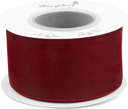 Humphrey's Craft 1-1/2 Inch Red Shimmer Sheer Organza Ribbon - 25 Yards for Crafts Gift Wrapping Wedding Bouquet Baby Shower Decoration Christmas Tree Wreaths.