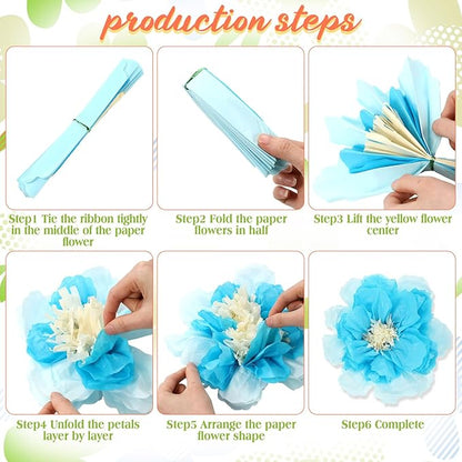 MotiMind 12 Pcs Large Colorful Tissue Paper Flowers 20" 10'' Giant Fiesta Paper Flowers Mexican Pom for Carnival Party Wall Backdrop Decoration Wedding Birthday(Gradient Pastel)