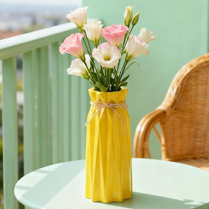 Ceramic Vase Decor for Pampas Grass Flowers Vases for Modern Home Decor, Yellow Tall Vase for Living Room Bedroom Bathroom Kitchen Office Wedding Table Shelf Farmhouse Minimalist Decor