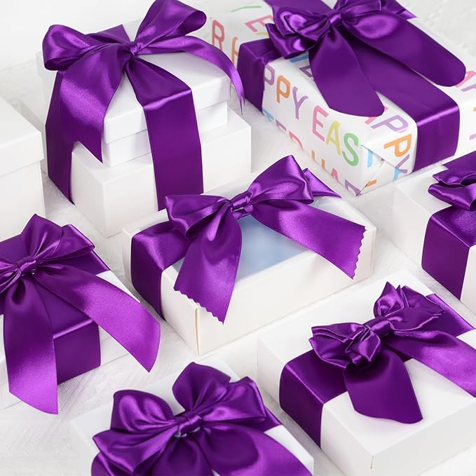 Purple Ribbon 1-1/2 Inch, 60 Yards Purple Satin Ribbon for Gift Wrapping, Fabric Ribbon for Flower Bouquet Crafts Wedding Christmas Halloween