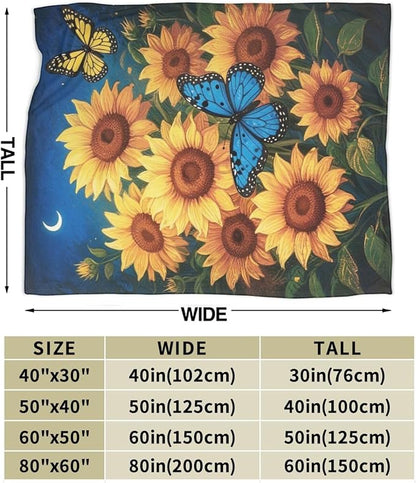 Sunflower Blanket Flower Throw Blanket Soft Cozy Fleece Fuzzy Stuffed Plush Flannel Gifts for Girls Women Boys Kids Adults 50"X60"