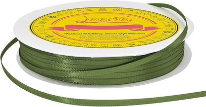 Double Face Moss Satin Thin Ribbon 1/8 inch X 100 Yards Polyester Moss Ribbon for Gift Wrapping Very Suitable for Weddings Party Hair Bow Invitation Decorations and More