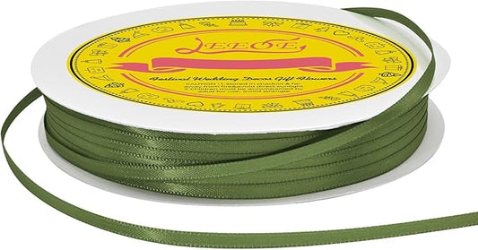 Double Face Moss Satin Thin Ribbon 1/8 inch X 100 Yards Polyester Moss Ribbon for Gift Wrapping Very Suitable for Weddings Party Hair Bow Invitation Decorations and More