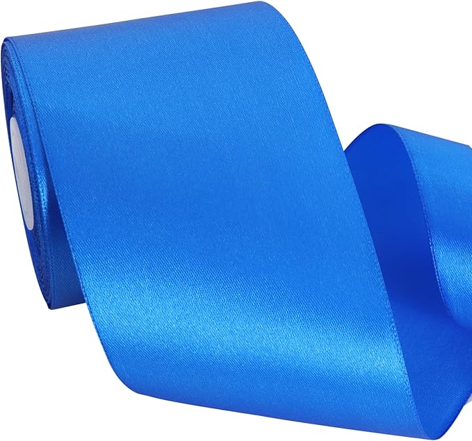 TONIFUL Royal Blue Satin Ribbon 3 Inch X 25yds Solid Silk Ribbons for Gift Wrapping, Craft, Floral Bouquets, Valentine's Day Christmas Gift Wrapping, Party Wedding Decoration