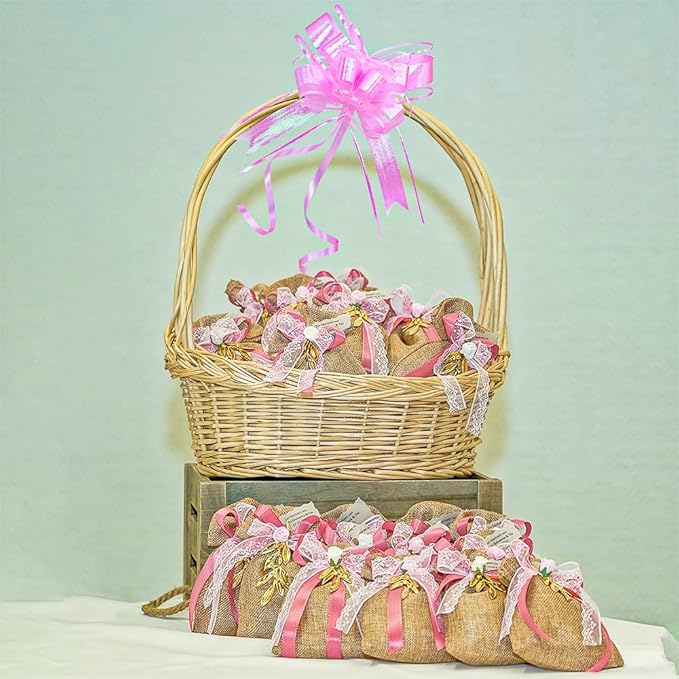 Big Bow for Present - Iridescent Pink Bows for Gift Wrapping, Gifts Baskets, Women, Party, Valentines Day, and More(6 inches, 10 PCS)