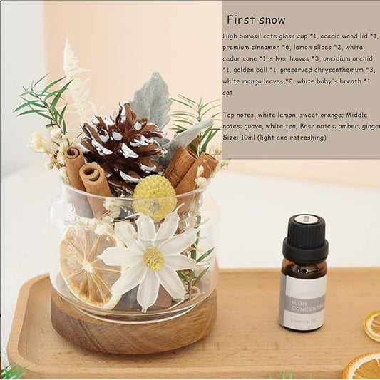 DIY Dried Flower Aromatherapy Kit with Natural Plant Essential Oils, Naturally Dried Flowers and Herbs Ornaments for DIY Flower Craft, Vintage Holiday Decor, Christmas (#B)