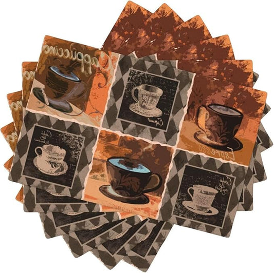 Coffee Linen Table Placemats Set of 6 Vintage Modern Art Placemat Indoor Outdoor Party Home Desktop Kitchen Dining Room Decoration 12x18 Inch
