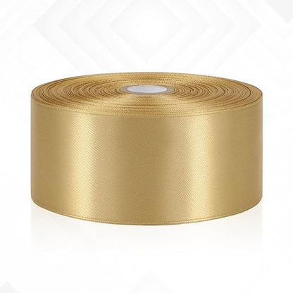 Champagne Gold Ribbon 2 Inch, 60 Yards Gold Satin Ribbon for Crafts, Gift Wrapping, Birthday Party, Flower Bouquet, Bows, Wedding and Festival Decor