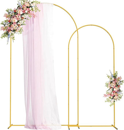 Fomcet Metal Arch Backdrop Stand Set of 2 Gold Wedding Arch Stand 7.2FT & 6FT Arched Backdrop Frame for Birthday Party Baby Shower Graduation Ceremony Decoration