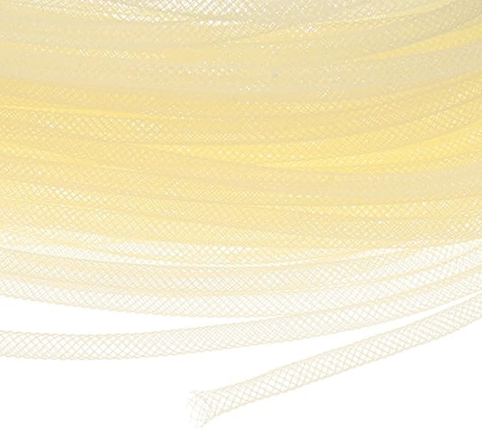 Mesh Tube Ribbon 45 Yards, 4mm Elastic Fabric Ribbons Mesh Tubing for Crafts/Gift Wrapping/Flower Bouquets/Wedding/Birthday/Holiday/Wreaths Christmas/Decoration[Cream Yellow]