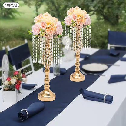Vase | Bud Vases |10PCS Gold Crystal Flower Stands | Elegant Centerpiece for Weddings & Events | for Wedding Table Centerpieces, Aisle Guides, Party Decorations (Gold)