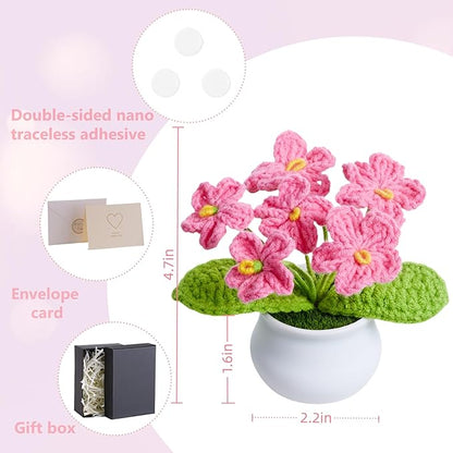 Knitting Crochet Flowers Cute Handmade Flower Gifts for Women Teacher Birthday Anniversary Valentines Christmas Coworkers Decor for Car Dashboard Home Room Office Desk Plant Accessories Things