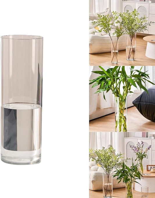 Clear Acrylic Decorative Vase for Flower Arrangements, Break-Resistant Tall Cylinder Vase for Wedding Centerpieces, Unbreakable Modern Plastic Vase for Home Decor