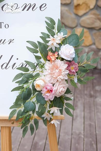 Faux Flowers Wedding Arch Flowers Kit(Pack of 2) for Wedding Decor Ceremony and Reception Backdrop Decoration (Dark Pink)
