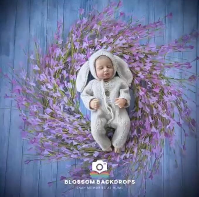 Blue Cloud Floral Background (36" X36), Blossom Flowers Decoration Wallpaper Newborn Baby Photography Background Backdrop Newborn Kids Baby Portrait Backdrop Photoshoot Photo Studio