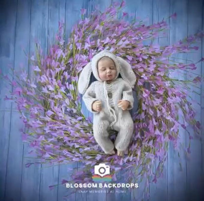 Blue Cloud Floral Background (36" X36), Blossom Flowers Decoration Wallpaper Newborn Baby Photography Background Backdrop Newborn Kids Baby Portrait Backdrop Photoshoot Photo Studio