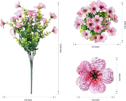 Artificial Fake Plants Flowers for Outdoor Outside Summer Decoration, 12 Bundles Faux Silk Pink Daisy UV Sun Resistant Realistic for Porch Patio Home Window Box Yard Garden Planter