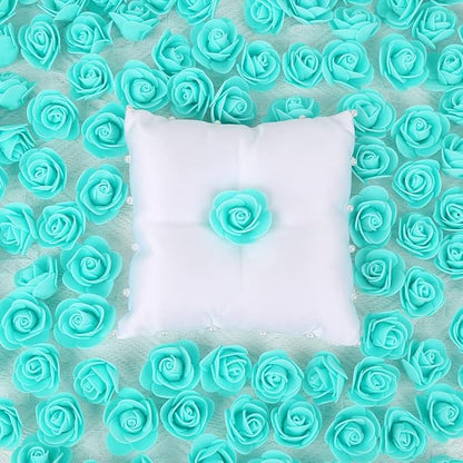 500pcs Foam Flowers Bulk Heads, Aqua Green Artificial Flower Mini Foam Rose for Crafts Wedding Bouquets Baby Shower Centerpieces Floral Arrangements Party Table Home Decorations(Aqua Green)
