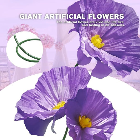 Fake Flower for Decoration, Artificial Flowers Decor with Stems for Wedding Baby Shower Birthday Christmas Party Banquet Backdrop Shop Window Display Props 3 Pack (Purple)