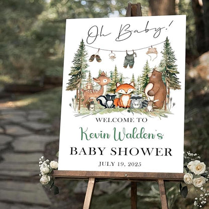 Personalized Baby Shower Welcome Sign For Outdoor, Custom Forest Animal Baby Shower Yard Sign Decorations